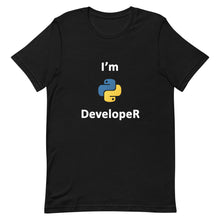 Load image into Gallery viewer, Technology "I’m Python Developer" Dark Color Unisex T-Shirt - Siddh Studio
