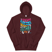 Load image into Gallery viewer, Just Saying "A Journey Of A Thousand Miles" Unisex Hoodie - Siddh Studio