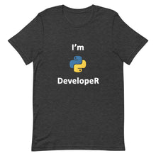 Load image into Gallery viewer, Technology "I’m Python Developer" Dark Color Unisex T-Shirt - Siddh Studio