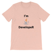 Load image into Gallery viewer, Technology "I'm Java Developer" Light Color Unisex T-Shirt - Siddh Studio