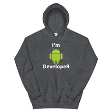 Load image into Gallery viewer, Technology "I'm Android Developer" Dark Color Unisex Hoodie - Siddh Studio