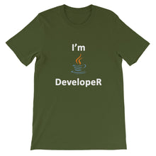 Load image into Gallery viewer, Technology "I'm Java Developer" Dark Color Unisex T-Shirt - Siddh Studio