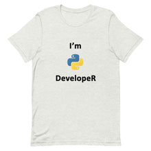 Load image into Gallery viewer, Technology "I’m Python Developer" Light Color Unisex T-Shirt - Siddh Studio