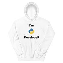 Load image into Gallery viewer, Technology "I’m Python Developer" Light Color Unisex Hoodie - Siddh Studio