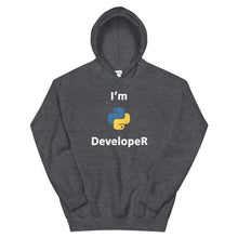 Load image into Gallery viewer, Technology &quot;I’m Python Developer&quot; Dark Color Unisex Hoodie - Siddh Studio
