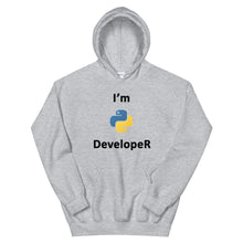 Load image into Gallery viewer, Technology &quot;I’m Python Developer&quot; Light Color Unisex Hoodie - Siddh Studio
