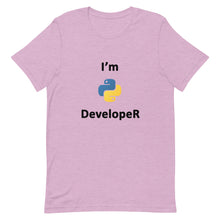 Load image into Gallery viewer, Technology &quot;I’m Python Developer&quot; Light Color Unisex T-Shirt - Siddh Studio
