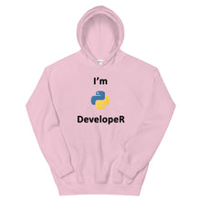 Load image into Gallery viewer, Technology &quot;I’m Python Developer&quot; Light Color Unisex Hoodie - Siddh Studio
