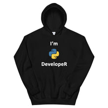 Load image into Gallery viewer, Technology &quot;I’m Python Developer&quot; Dark Color Unisex Hoodie - Siddh Studio
